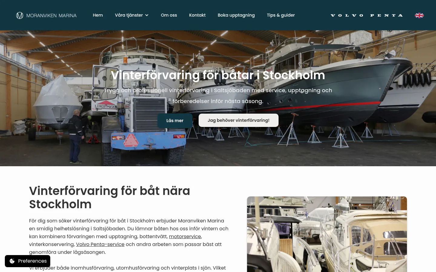 Sidan om vinterförvaring på moranvikenmarina.se